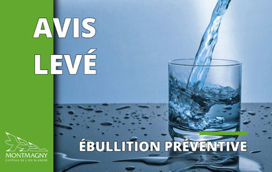 Avis préventif d'ébullition de l'eau levé
